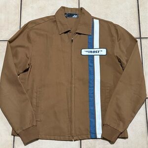 Lost Brown Jacket with Blue and White Racing Stripe